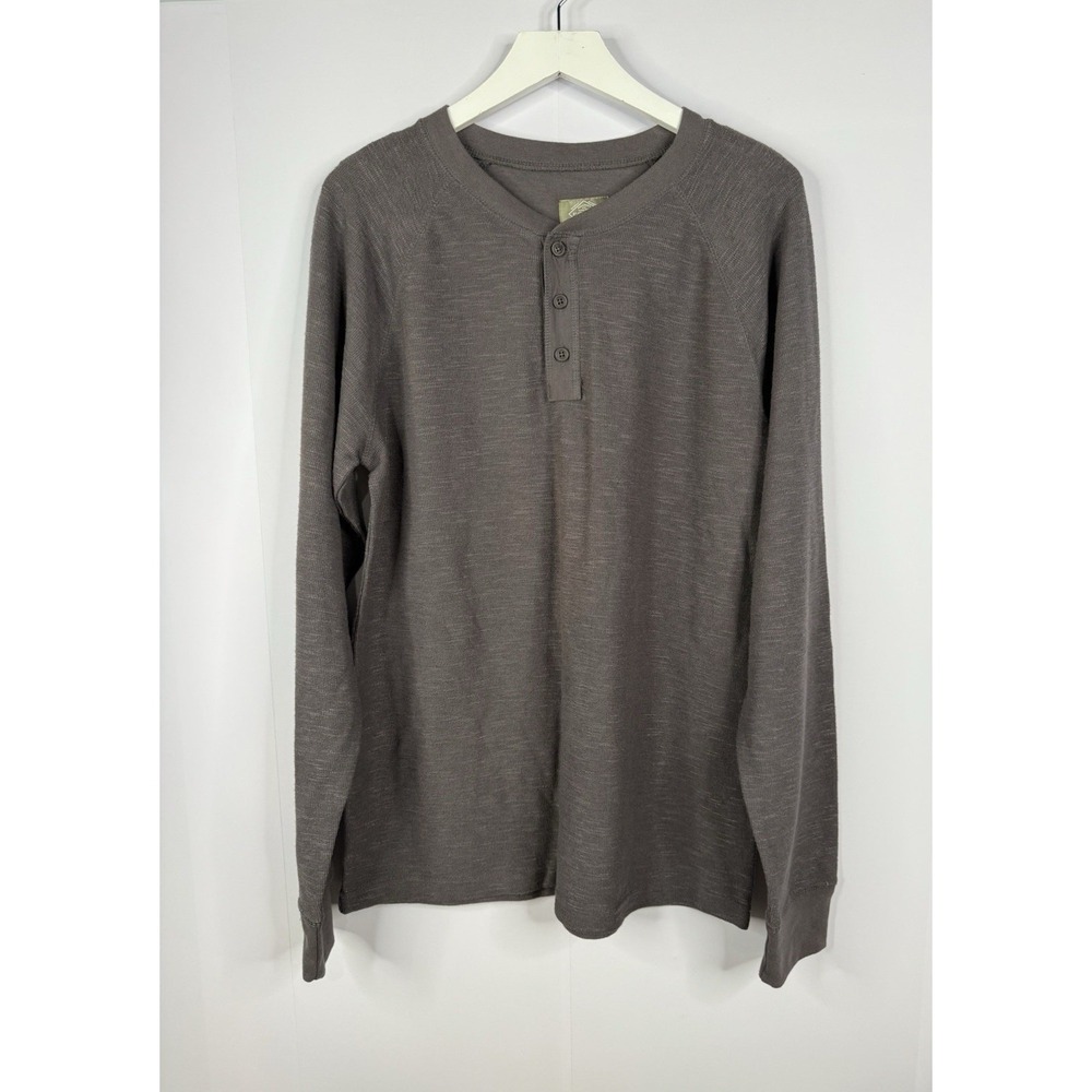 St. John's Bay‎ Outdoor Henley Shirt Mens Sz L Gray Textured Cotton Blend NEW